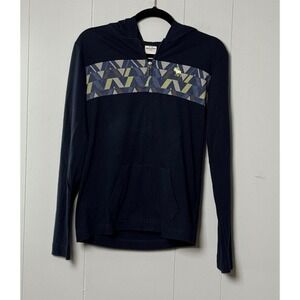 Abercrombie Kids Navy Blue Full Zip Cotton Blend Hoodie Geometric Pattern XL 16